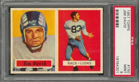 1957 Topps Football #150 Jim David Rookie Card – PSA MINT 9